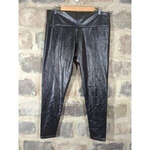 No Brand Leggings Woman's XXL‎ Faux Leather Hi-Rise Black Stretch Shiny Party